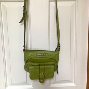 Lime green faux leather crossbody bag